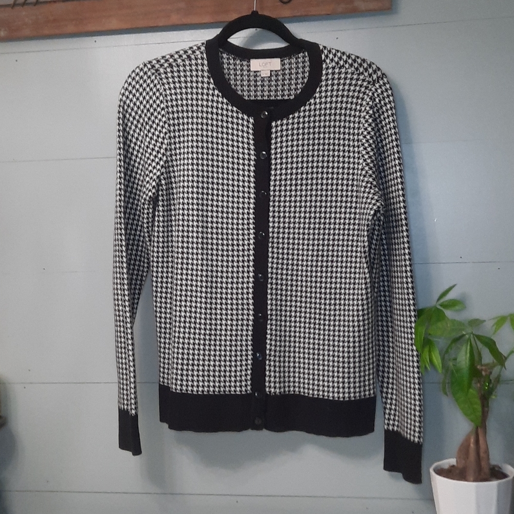 Black and White Pattern Cardigan Sweater
